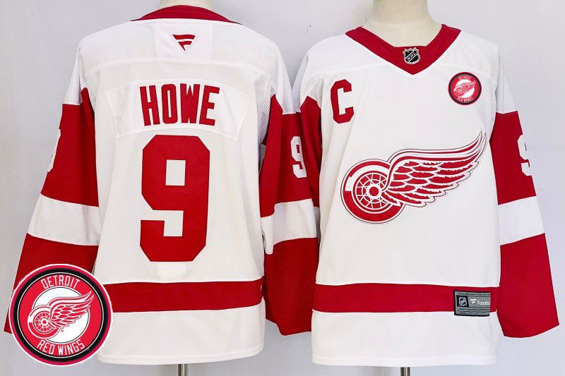 Men Detroit Red Wings #9 Howe White Fanatics 2025 NHL Jersey style 3->detroit red wings->NHL Jersey